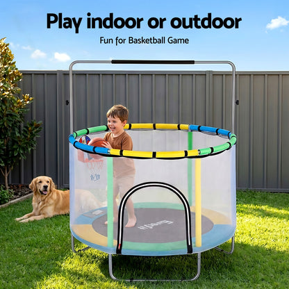 Everfit 55inch Trampoline Kids Rebounder with Basketball Set Sandbag Boxing Game