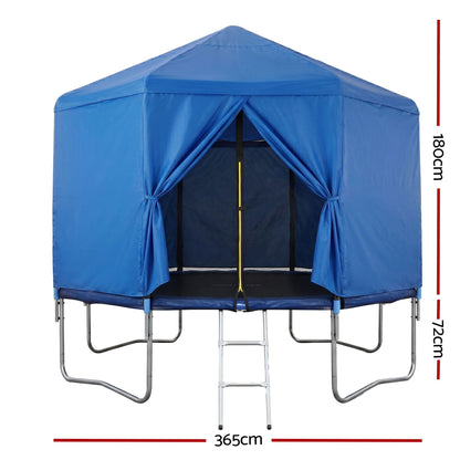 Everfit 12FT Kids Trampoline with Blue Tent Cover Ladder Rebounder Outdoor Toys