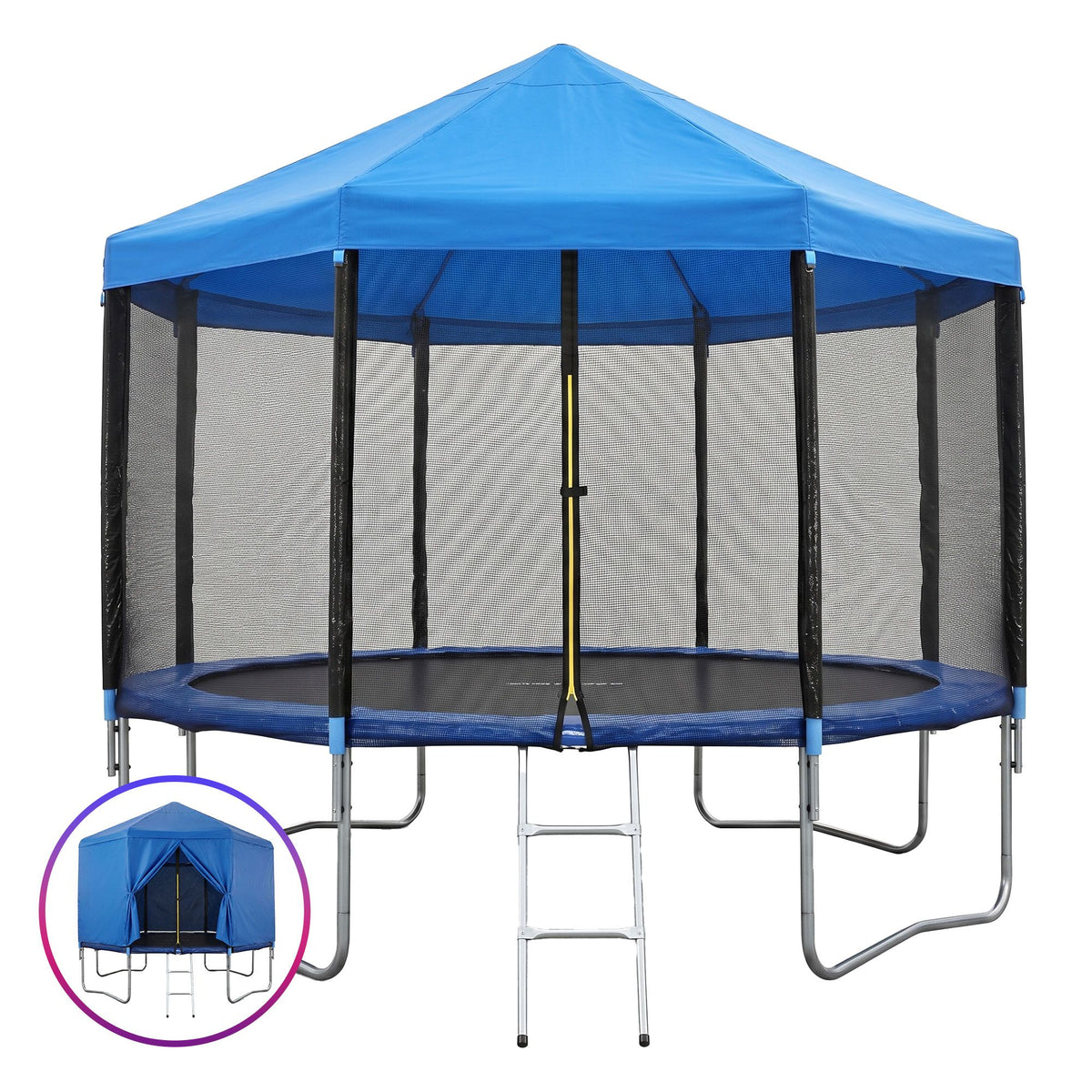 Everfit 12FT Kids Trampoline with Blue Tent Cover Ladder Rebounder Outdoor Toys