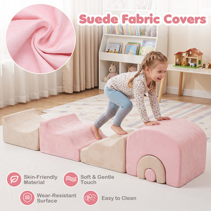 Kids 6-Piece Foam Crawl Climb Play Set | Pink Multi-Color
