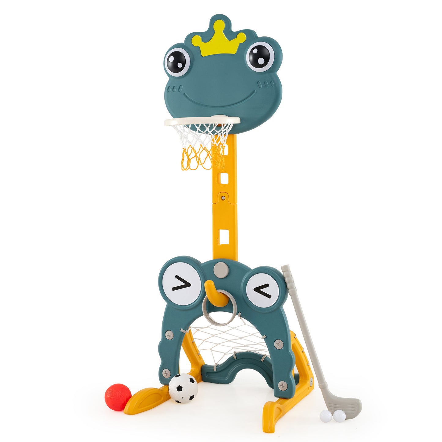 4-In-1 Kids Basketball Hoop Set | Green Yellow Toddler Sports