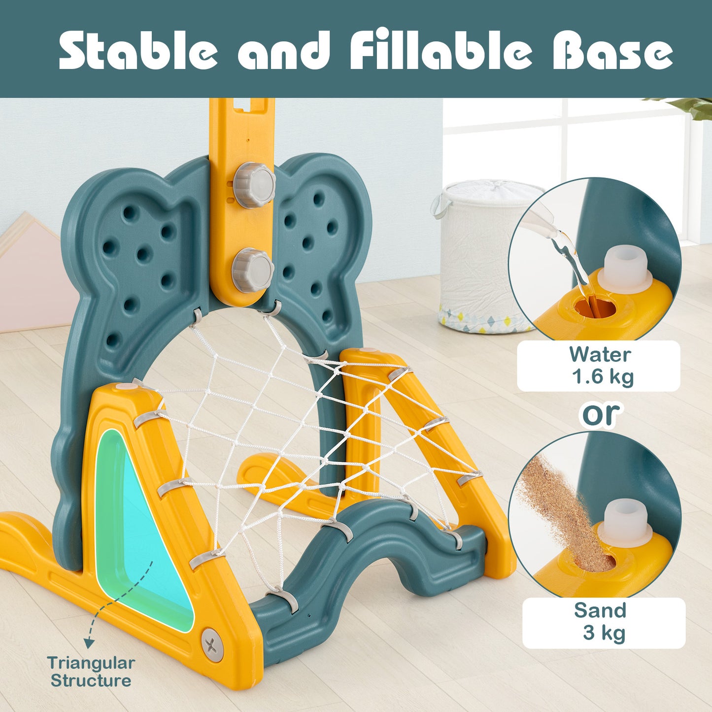 4-In-1 Kids Basketball Hoop Set | Green Yellow Toddler Sports