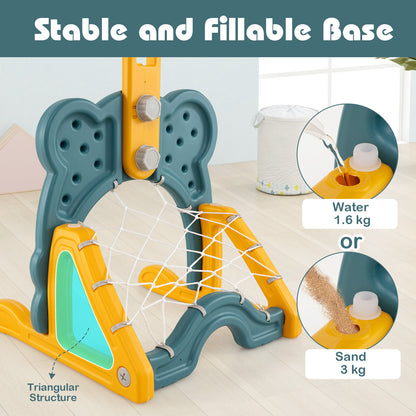 4-In-1 Kids Basketball Hoop Set | Green Yellow Toddler Sports