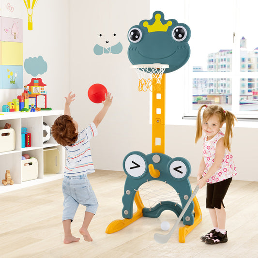 Costway Toddler Basketball Hoop 4-in-1 with Soccer Goal Ring Toss Golf for Kids 3+