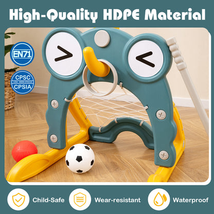 4-In-1 Kids Basketball Hoop Set | Green Yellow Toddler Sports