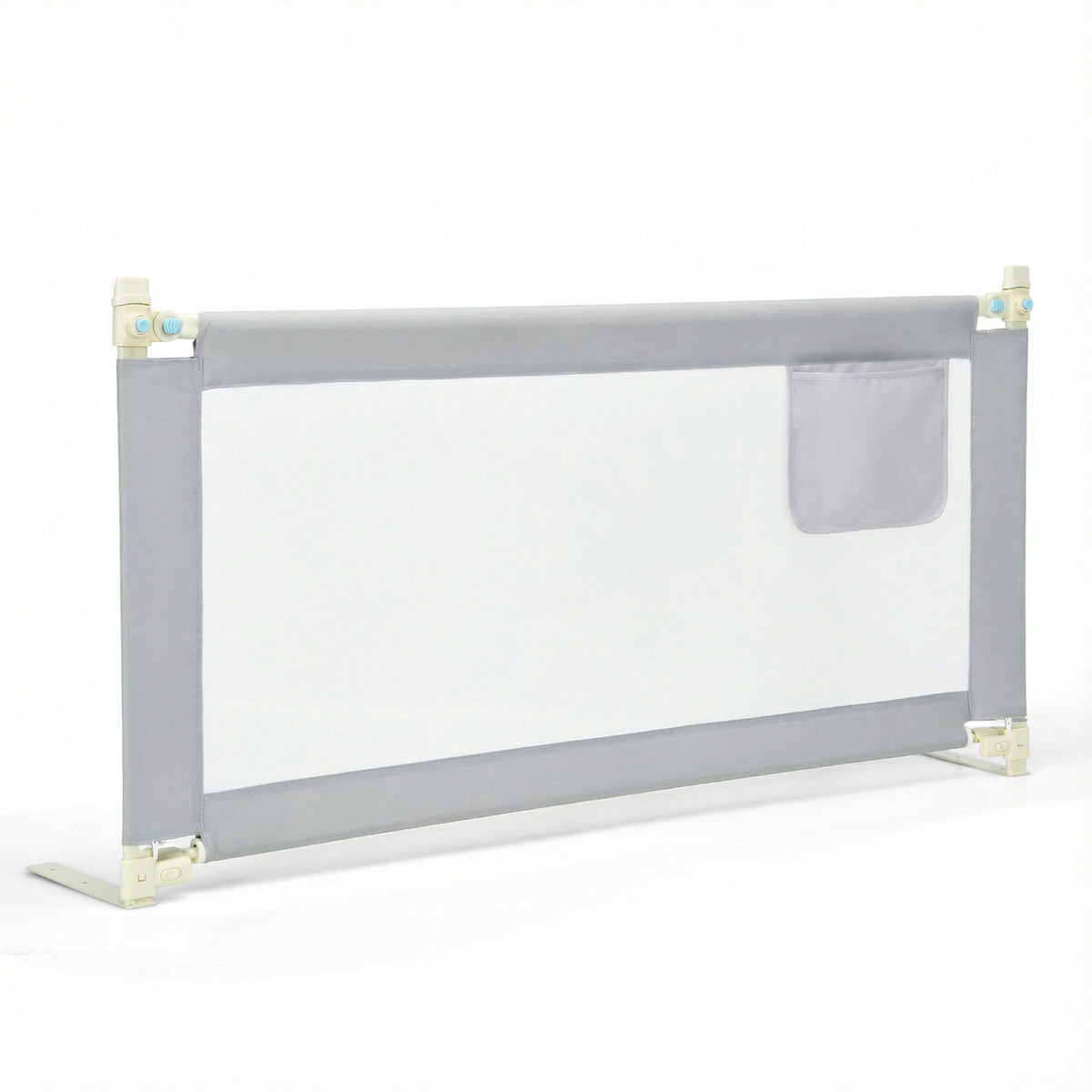 Grey Toddler Bed Rail | Adjustable Height Storage Pocket Lift