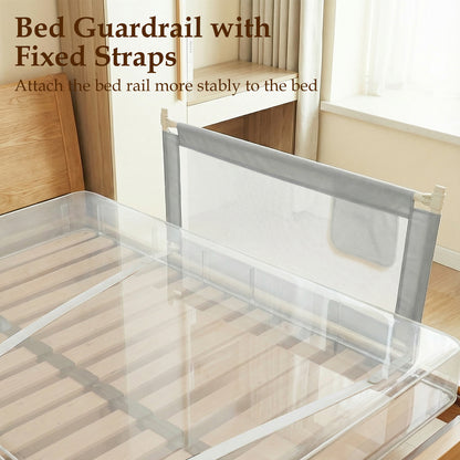 Grey Toddler Bed Rail | Adjustable Height Storage Pocket Lift