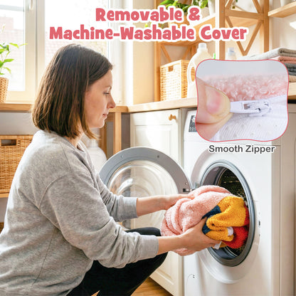 Kids Foam Sofa | Teddy Fleece Cover | Pink Rainbow Reading Chair