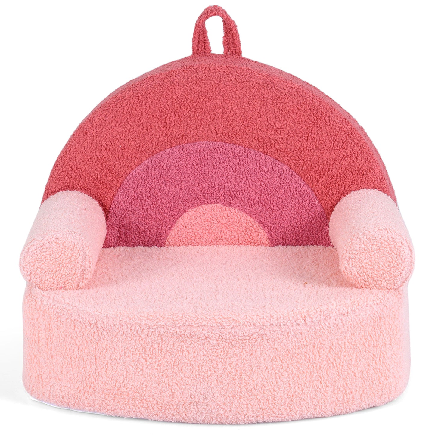 Pink Kids Foam Couch | Teddy Fleece Toddler Chair Portable
