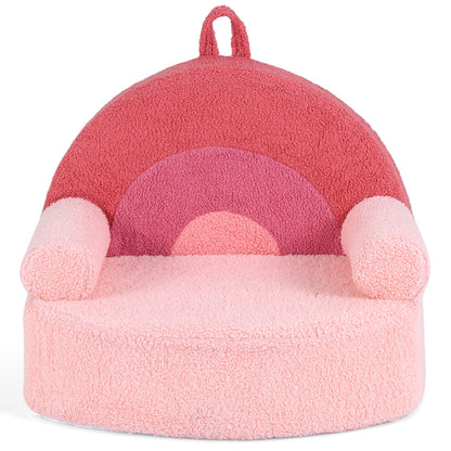 Pink Kids Foam Couch | Teddy Fleece Toddler Chair Portable
