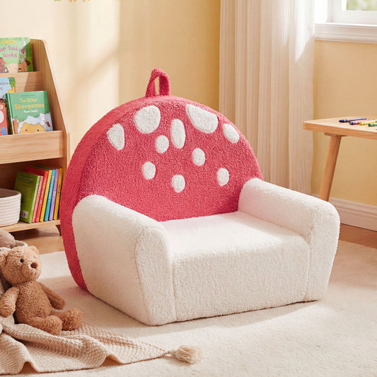 Toddler Foam Couch with Soft Fleece Fabric Cover and Cute Reading Chair-Red