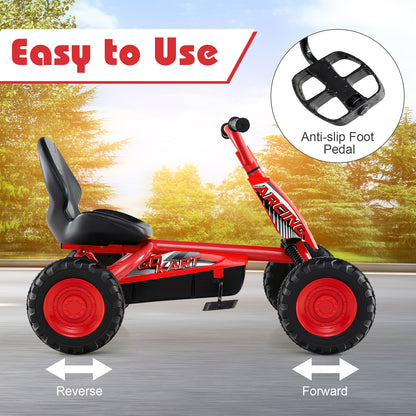 Red Pedal Go Kart | 4 Wheel Ride On Car | Adjustable Seat