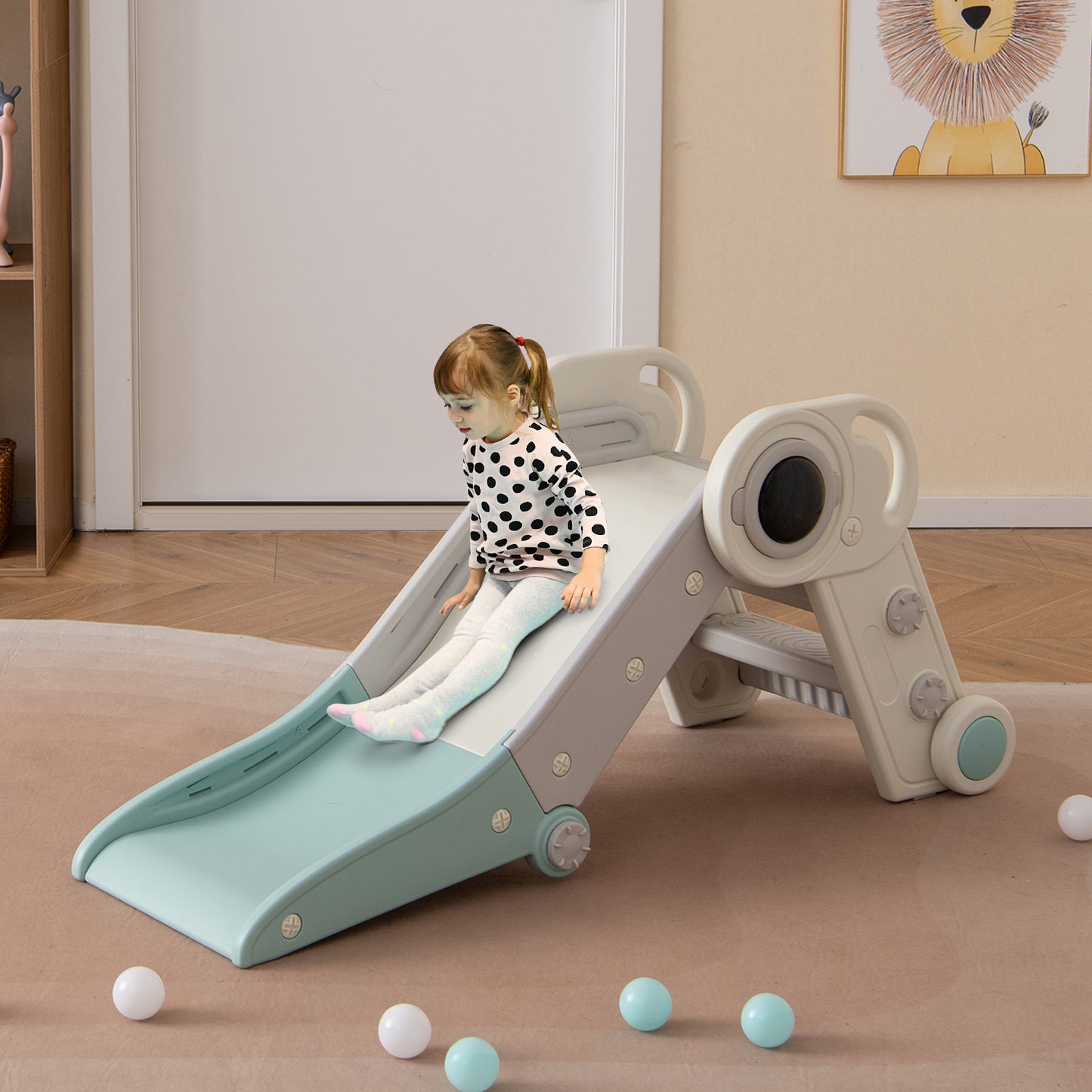 Toddler Slide Foldable Slide for Toddlers Age 3+ Years Indoor Folding Freestanding Slides for Kids-Blue