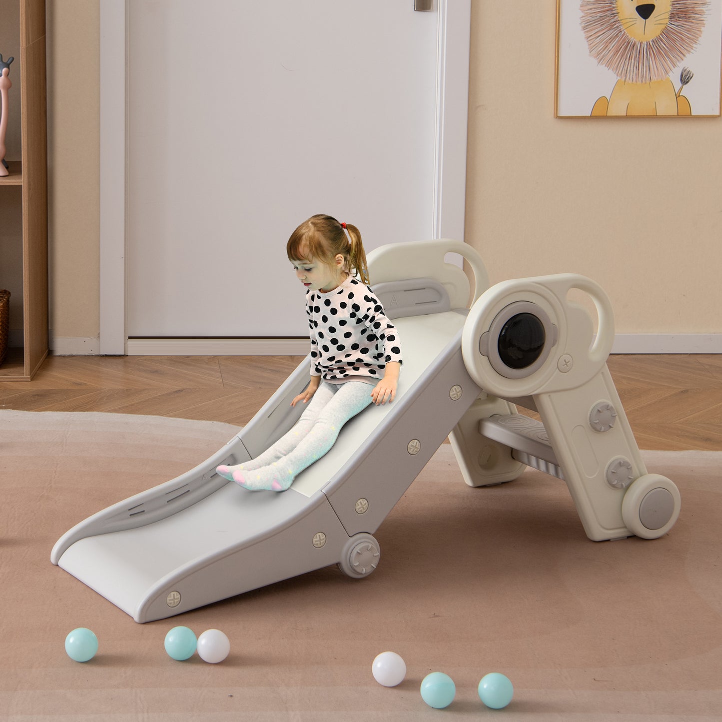Foldable Astronaut Toddler Slide Grey | Indoor Climber Age 3+