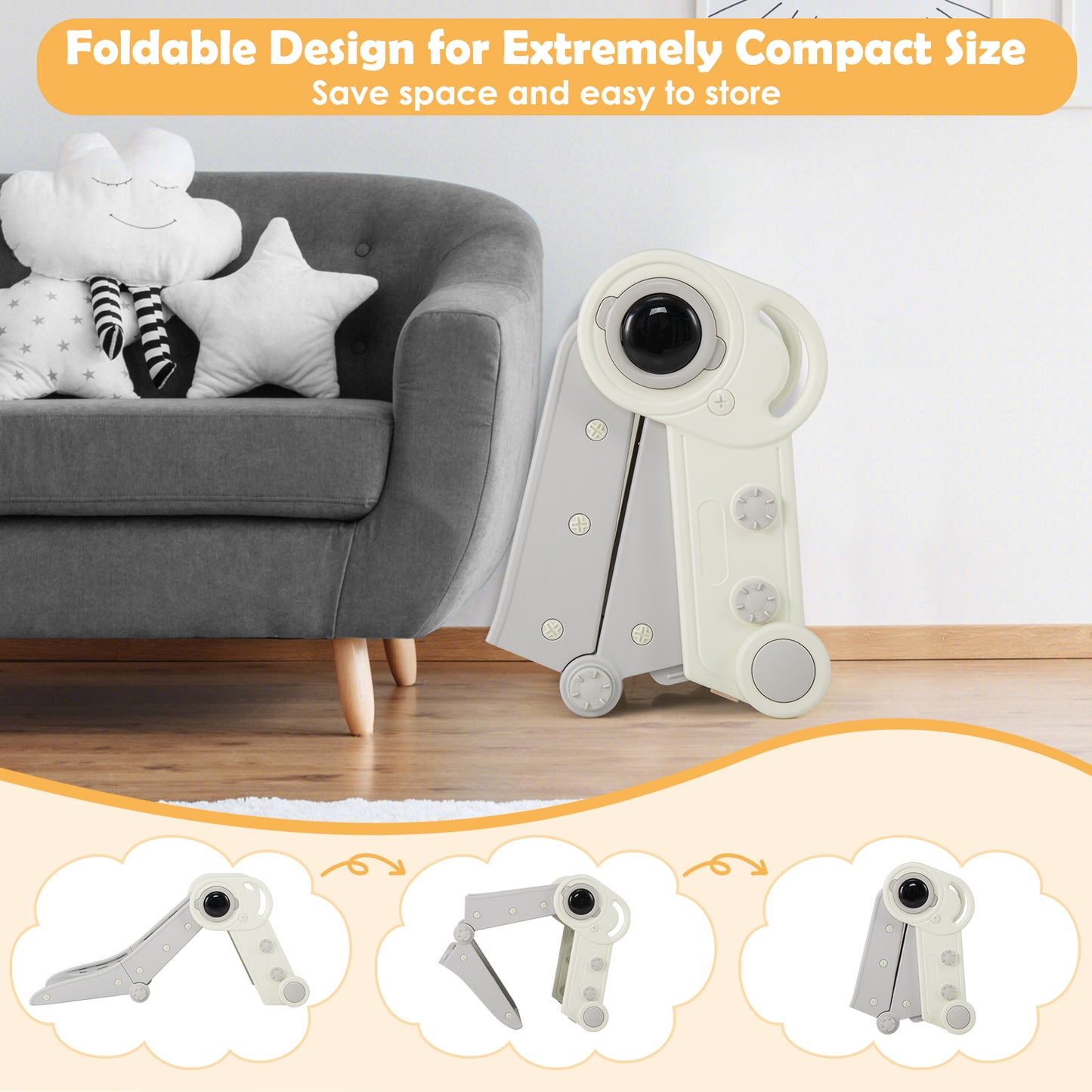 Foldable Astronaut Toddler Slide Grey | Indoor Climber Age 3+