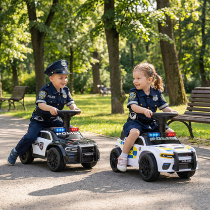 Black Police Ride On Car | LED Lights & Storage for Toddlers