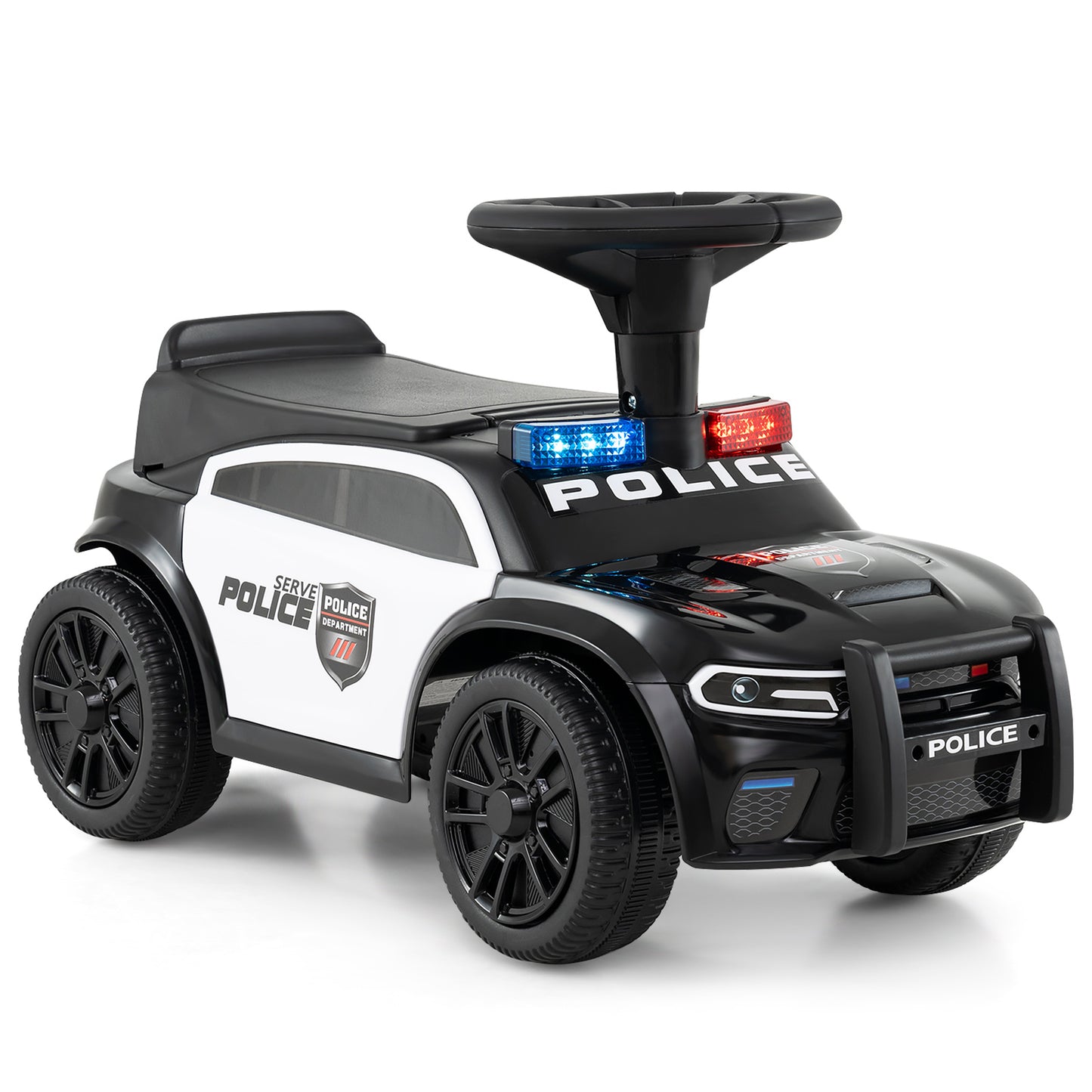 Black Police Ride On Car | LED Lights & Storage for Toddlers