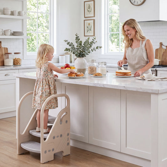 Costway Toddler Step Stool Adjustable 2/3 Step with Safety Handles-Grey