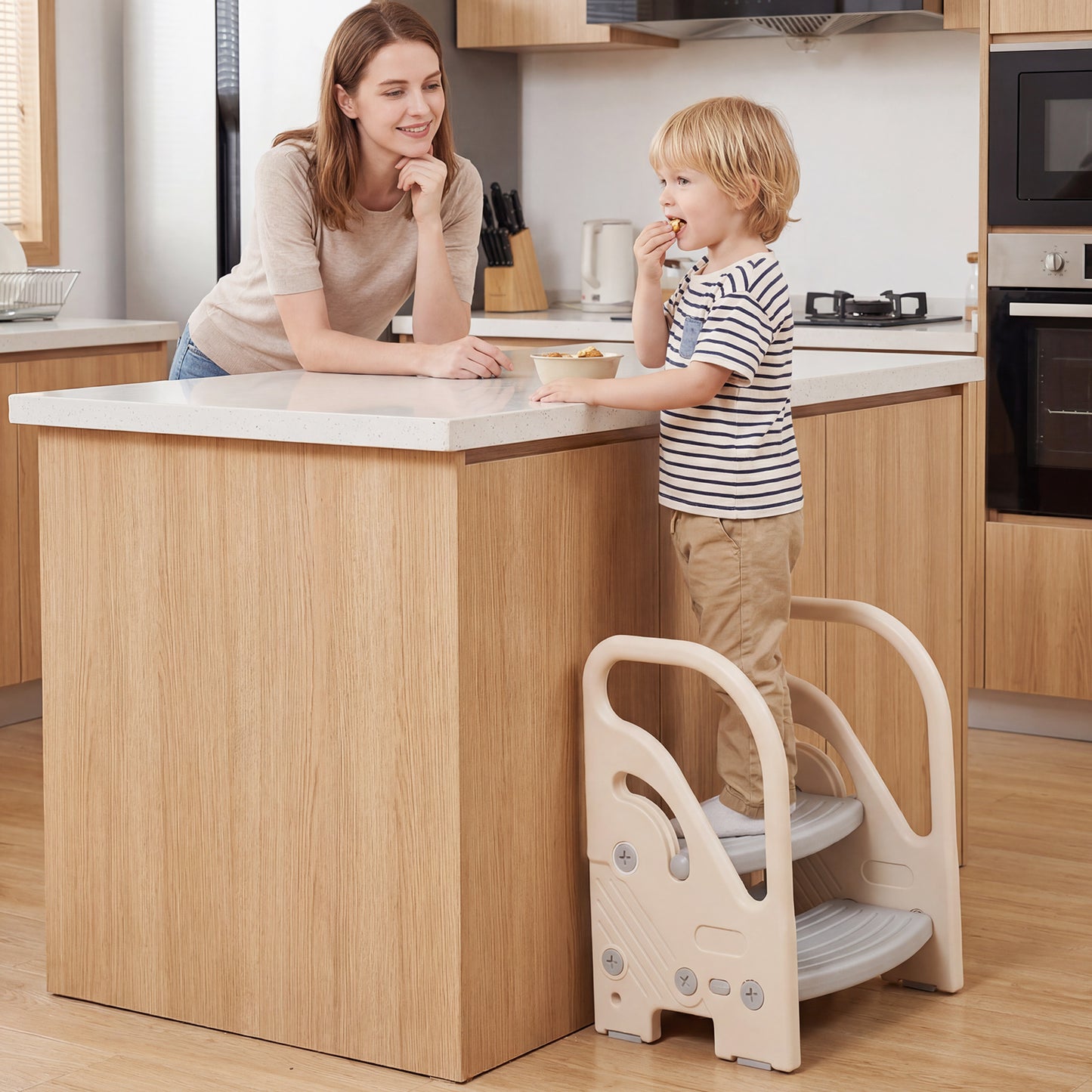 Grey Toddler Step Stool | Adjustable 2-in-1 with Handles