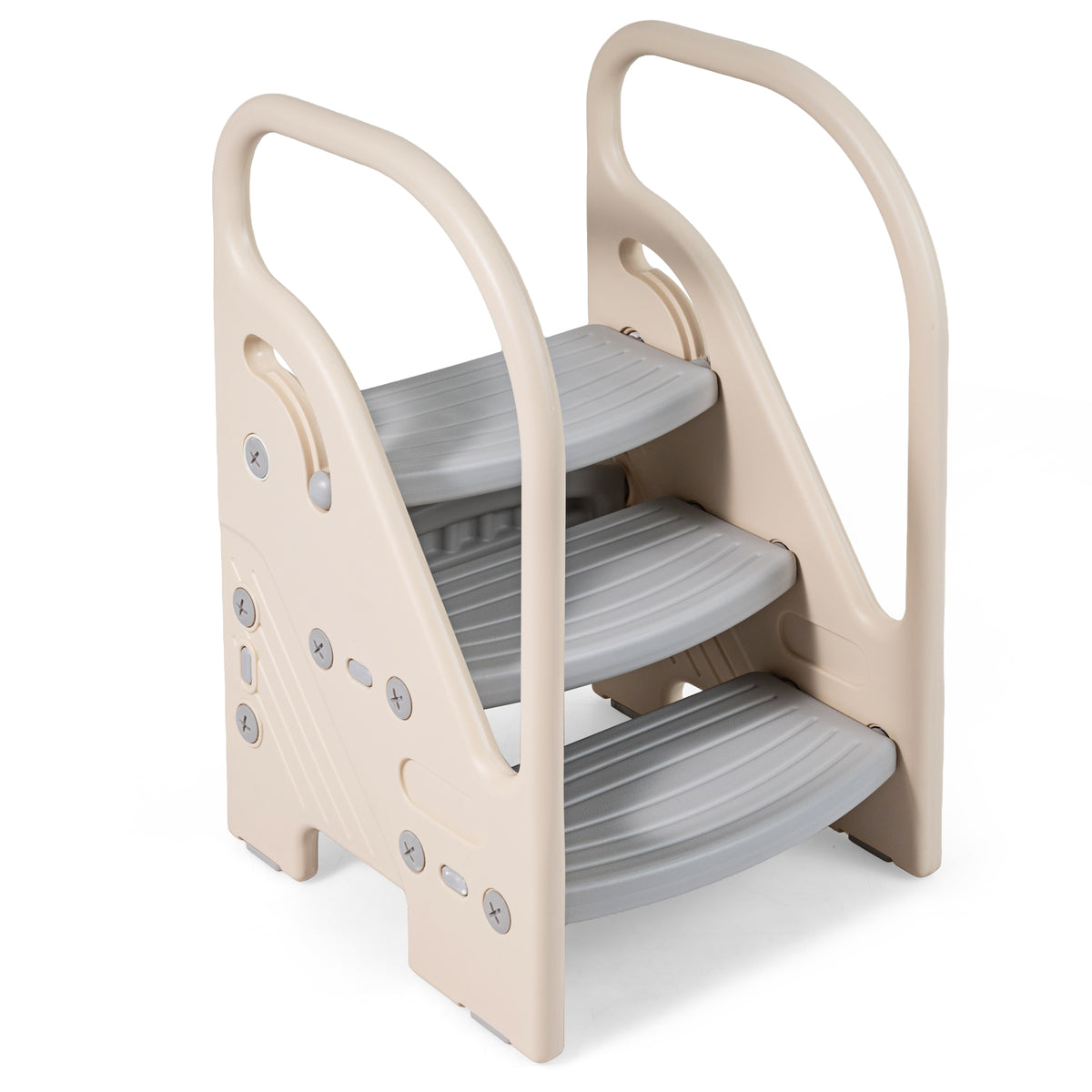 Grey Toddler Step Stool | Adjustable 2 or 3 Step with Handles