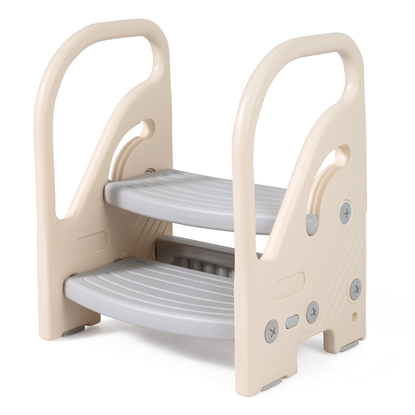 Grey Toddler Step Stool | Adjustable 2-in-1 with Handles
