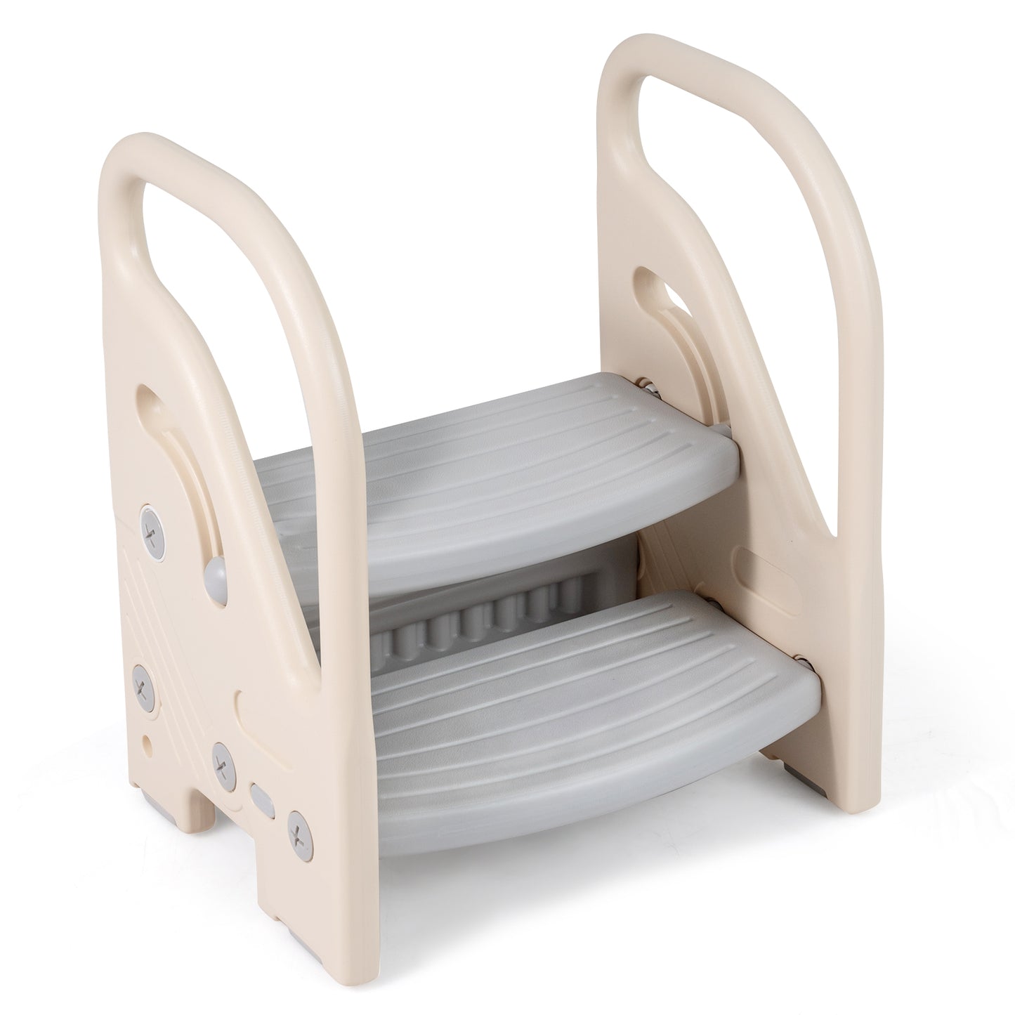 Grey Toddler Step Stool | Adjustable 2-in-1 with Handles