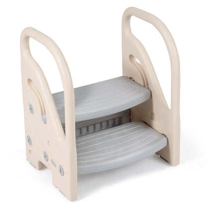 Grey Toddler Step Stool | Adjustable 2-in-1 with Handles