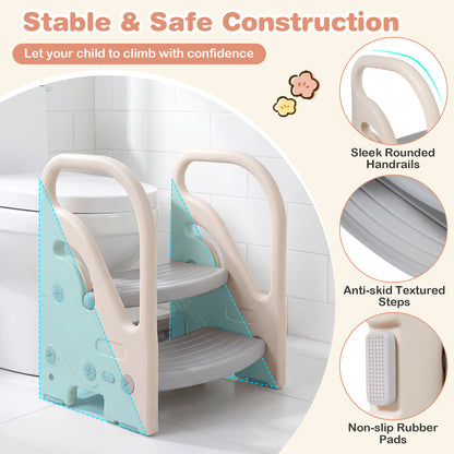 Grey Toddler Step Stool | Adjustable 2-in-1 with Handles
