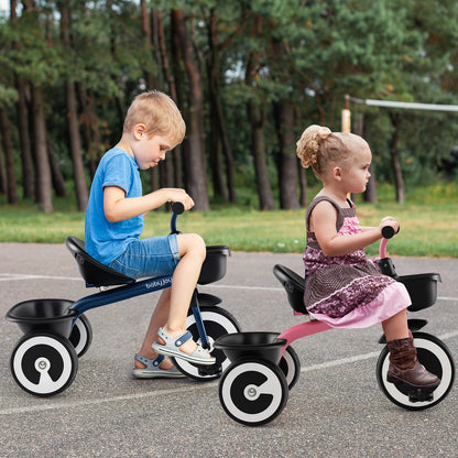 Pink Toddler Tricycle | Adjustable Seat | Storage Baskets
