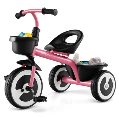 Pink Toddler Tricycle | Adjustable Seat | Storage Baskets