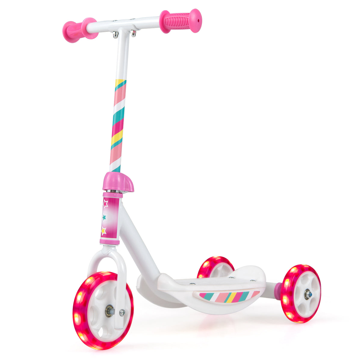 Pink Toddler 3-Wheel Kick Scooter | LED Light-Up Wheels