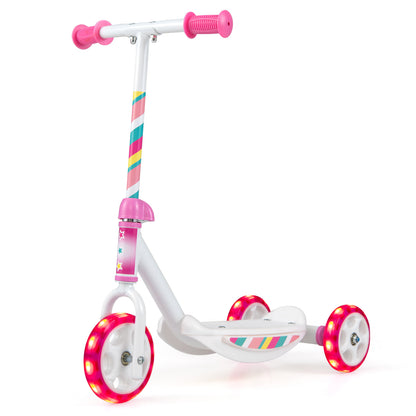Pink Toddler 3-Wheel Kick Scooter | LED Light-Up Wheels