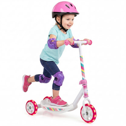 Pink Toddler 3-Wheel Kick Scooter | LED Light-Up Wheels