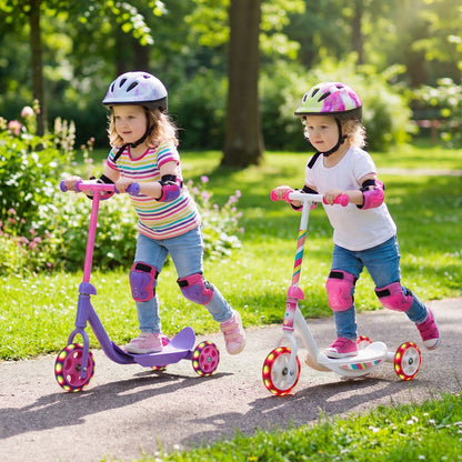 Purple Toddler 3-Wheel Kick Scooter | LED Light-Up Wheels