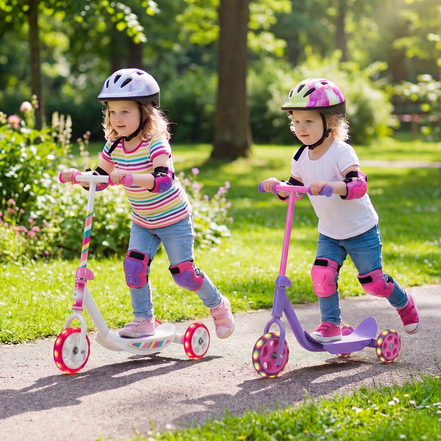 Pink Toddler 3-Wheel Kick Scooter | LED Light-Up Wheels