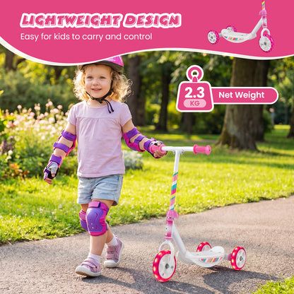 Pink Toddler 3-Wheel Kick Scooter | LED Light-Up Wheels