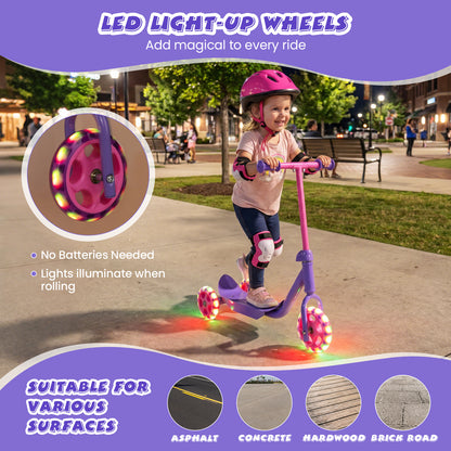 Purple Toddler 3-Wheel Kick Scooter | LED Light-Up Wheels