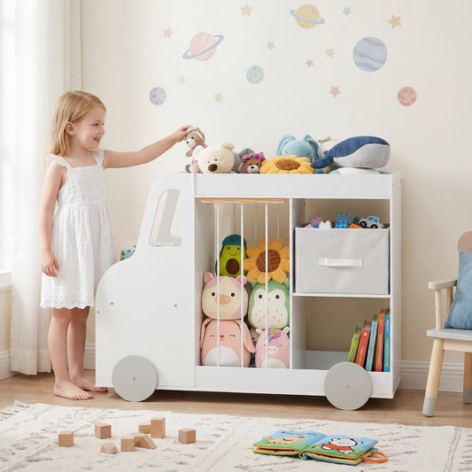 Costway Toy Storage Organizer Kids Bookshelf with Open Shelves-White