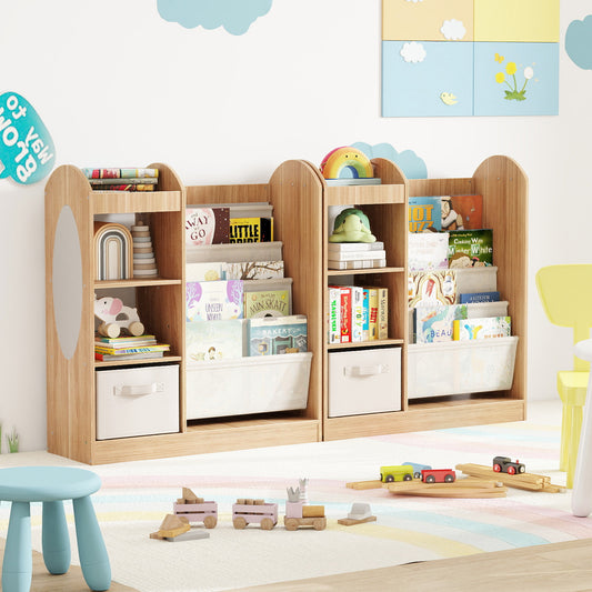 Natural Kids Toy Organizer | Mirror + 4 Tier Shelf Storage