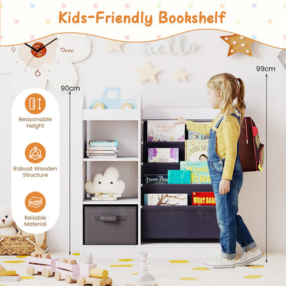 White Kids Toy Organizer | 4-Tier Shelves | Full Length Mirror