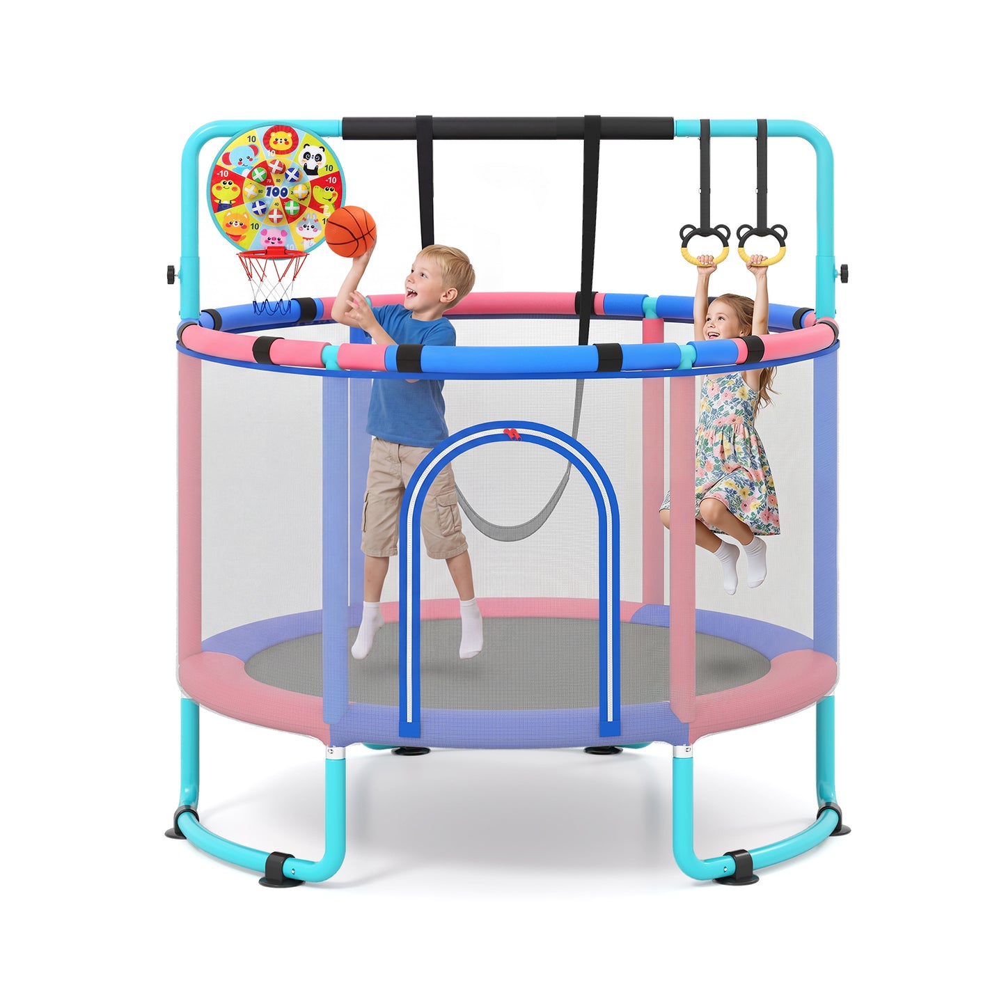 55 Inch Navy Kids Trampoline | 6 In 1 Indoor Outdoor Fun