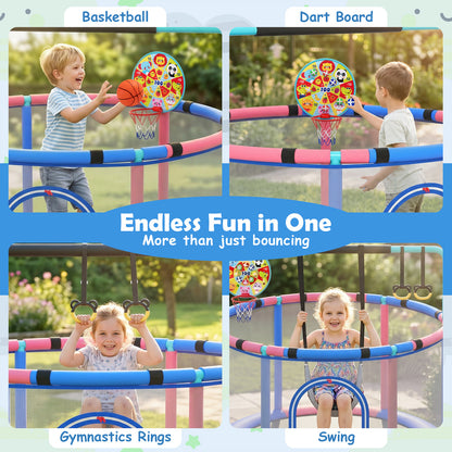 55 Inch Navy Kids Trampoline | 6 In 1 Indoor Outdoor Fun
