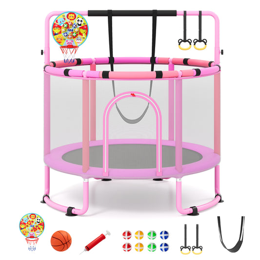 55 Inch Purple Kids Trampoline | 6 In 1 Indoor Outdoor Play Set
