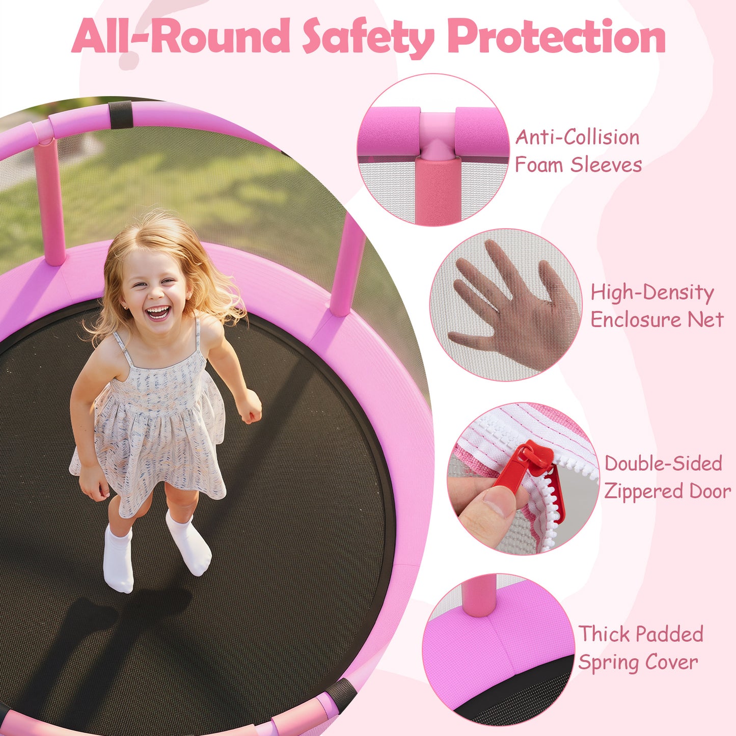 55 Inch Purple Kids Trampoline | 6 In 1 Indoor Outdoor Play Set