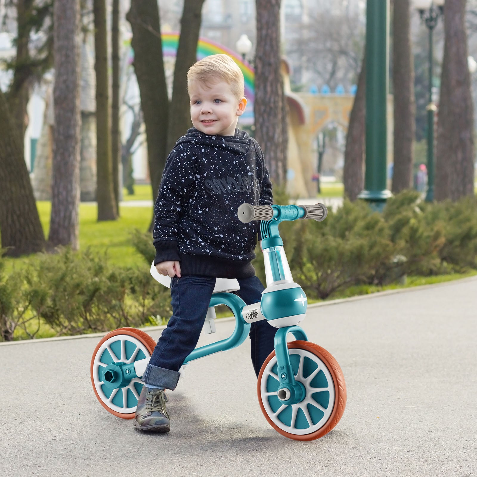4-in-1 Kids Trike Bike with Adjustable Parent Push Handle for Kids Aged 2-4-Green