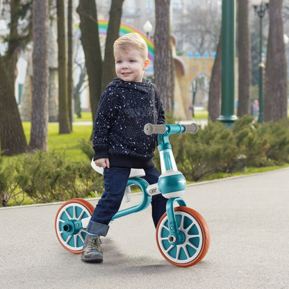 4-in-1 Kids Trike Bike with Adjustable Parent Push Handle for Kids Aged 2-4-Green