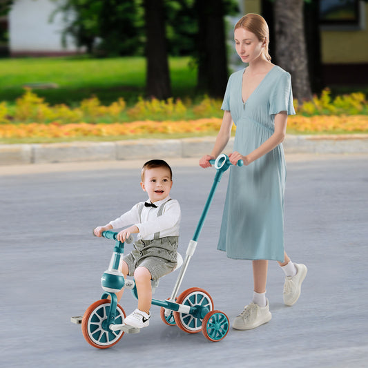 4 In 1 Kids Trike | Adjustable Push Handle | Green | Ages 2-4