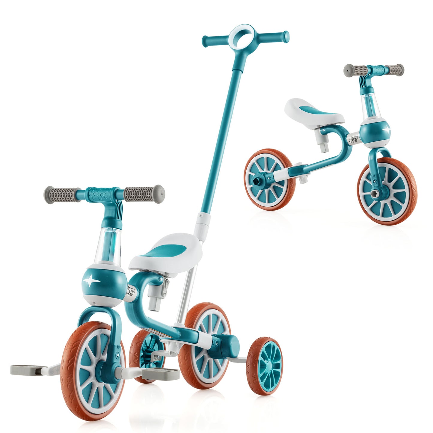 4 In 1 Kids Trike | Adjustable Push Handle | Green | Ages 2-4