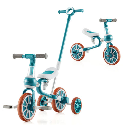 4 In 1 Kids Trike | Adjustable Push Handle | Green | Ages 2-4
