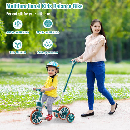 4 In 1 Kids Trike | Adjustable Push Handle | Green | Ages 2-4